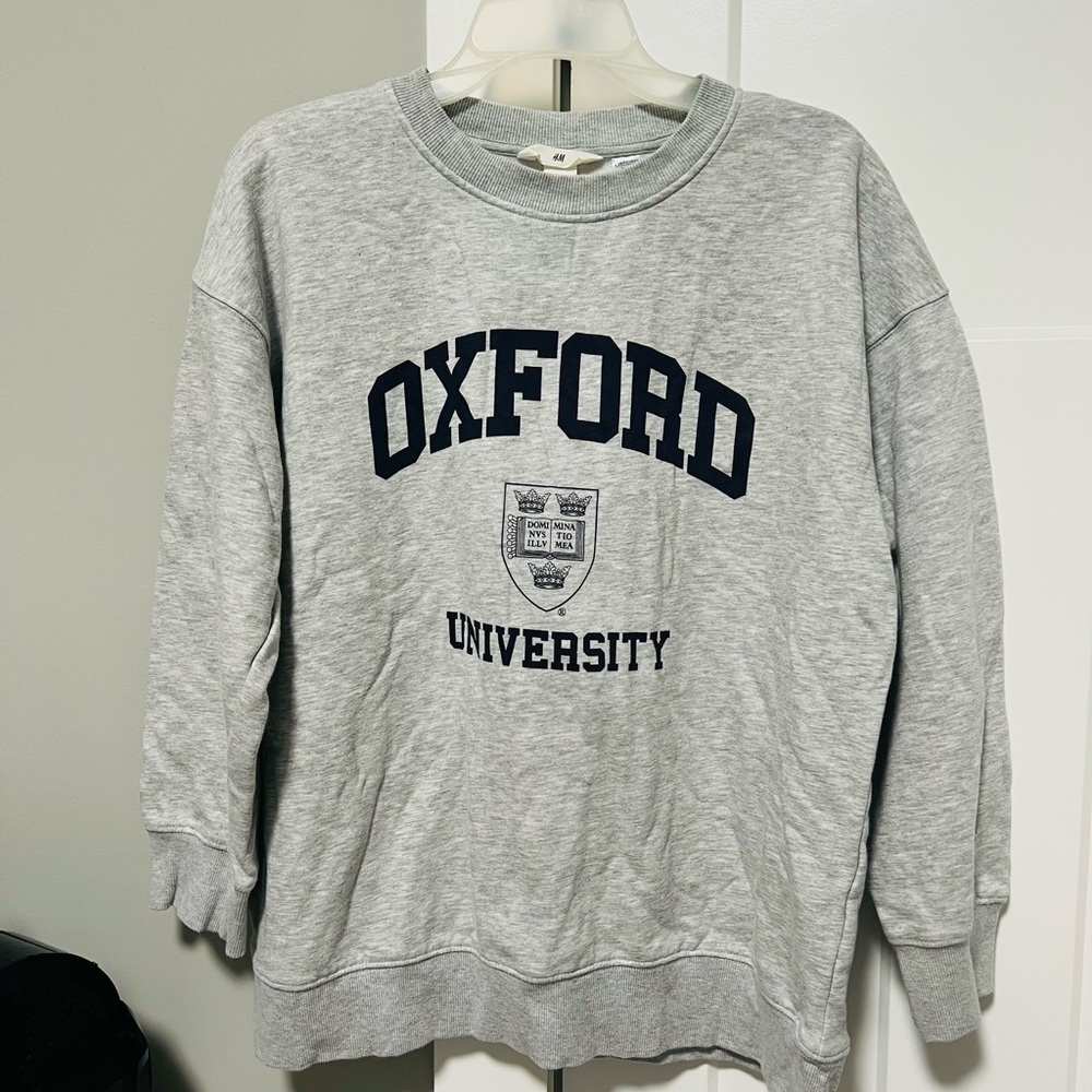 H&M Gray Oxford University Crewneck Sweater